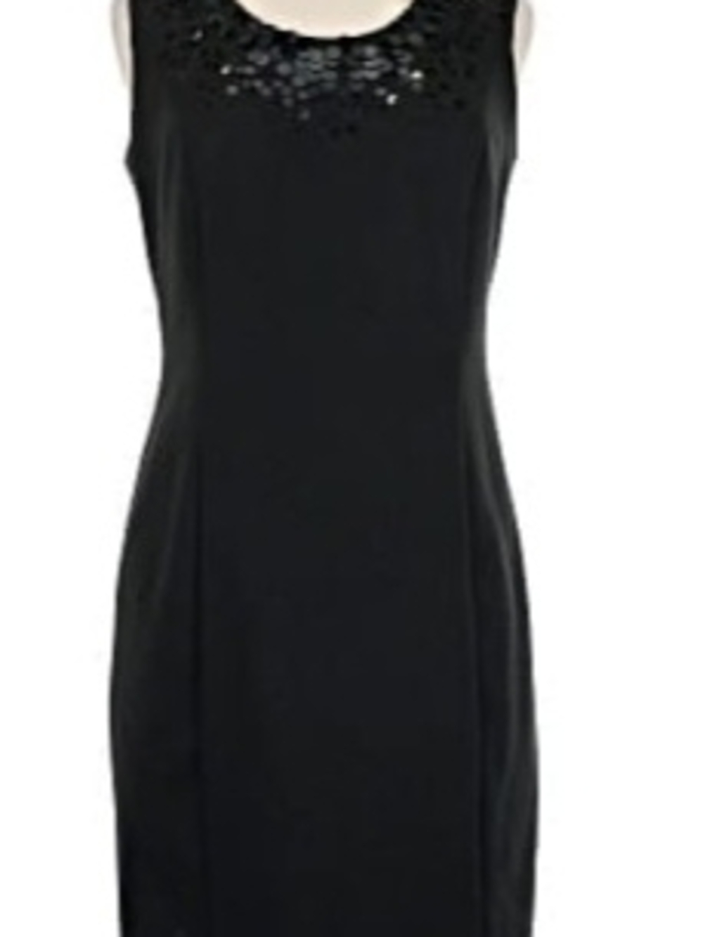 Calvin Klein Black Sleeveless Chemise with Beaded Scoop Neck